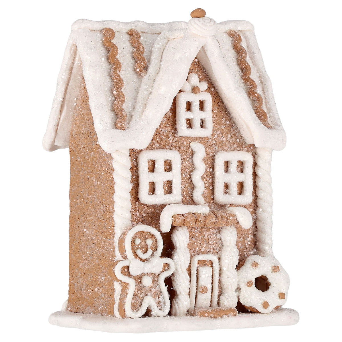 Clay Dough Gingerbread House Christmas Decoration, Brown and White, 5.3", by Holiday Time