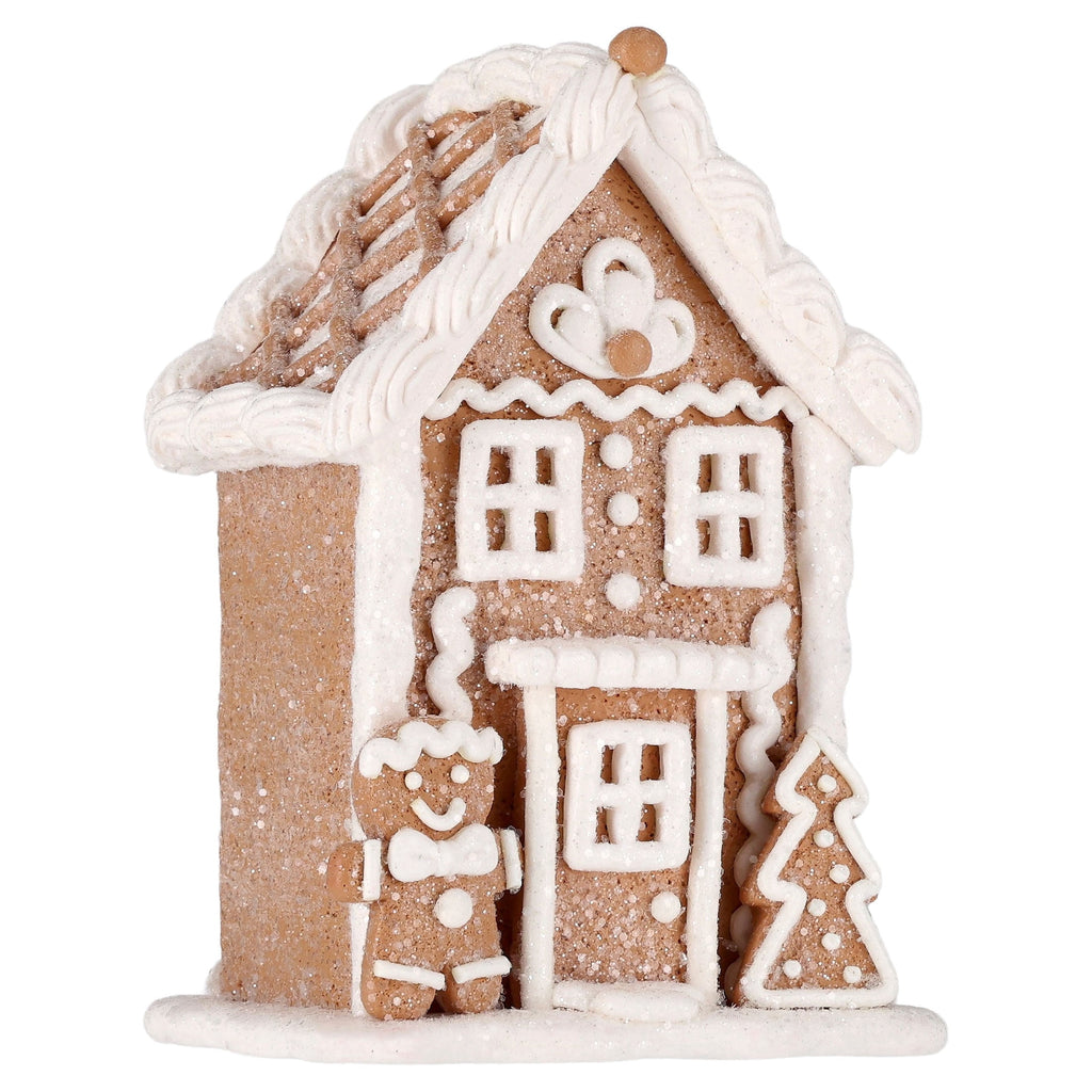 Clay Dough Gingerbread House Christmas Decoration, Brown and White, 5.3", by Holiday Time