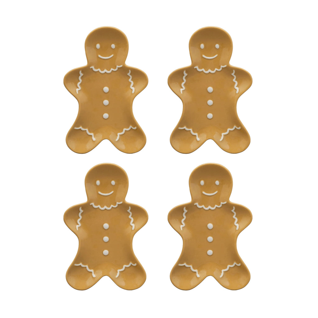 Holiday Time Gingerbread Man Appetizer Plates, 4-Pack
