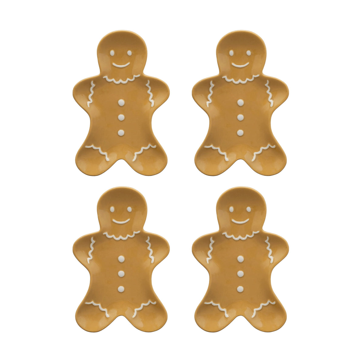 Holiday Time Gingerbread Man Appetizer Plates, 4-Pack