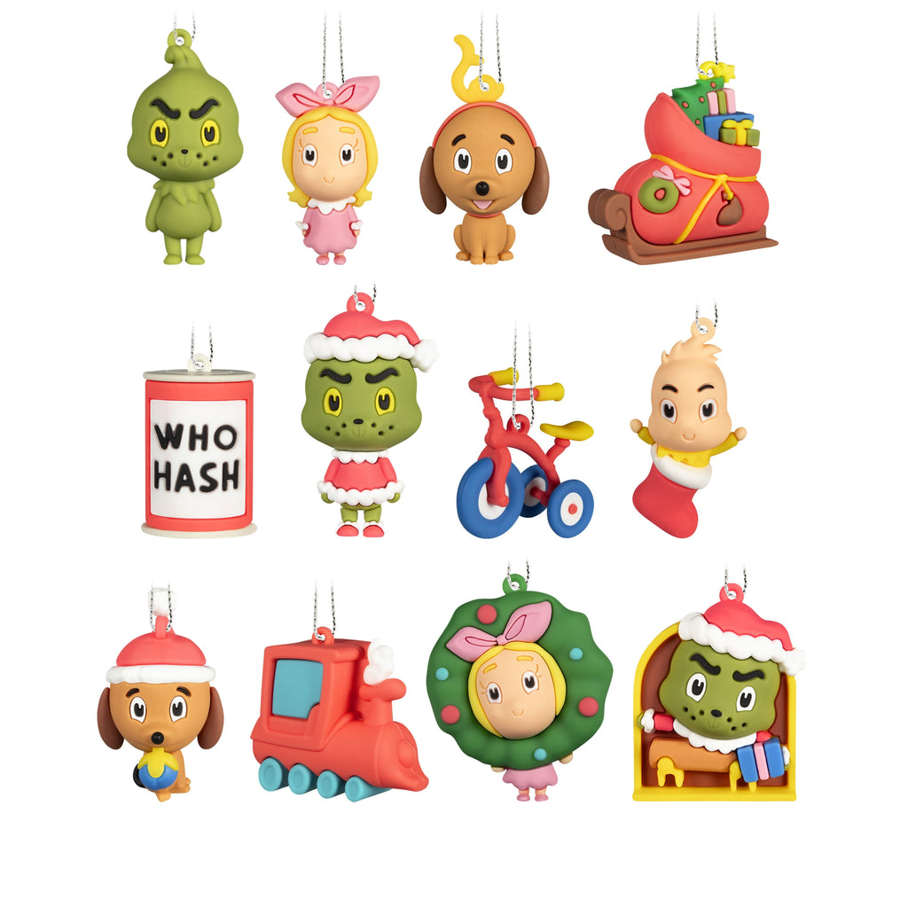 Hallmark Countdown Calendar 12 Mini Ornaments (Grinch, Christmas), 1 Count