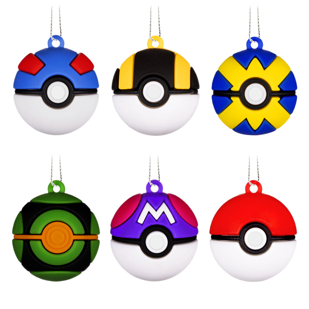 Hallmark Mini Ornaments (Pokémon Poké Ball, Shttrprf), Set of 6, 1 Count