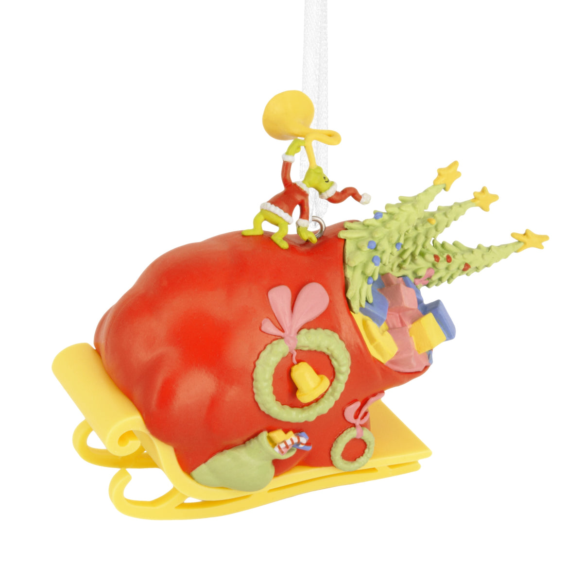 Hallmark Ornament TPR Figural Grinch Sleigh, 1 Count