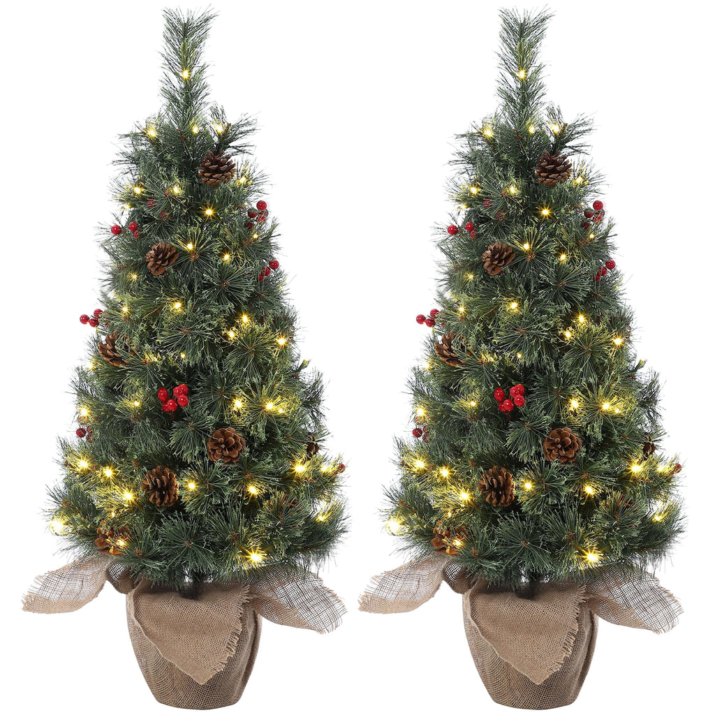 Huisuilinss Artificial Mini Christmas Tree,3FT Pre-Lit Christmas Tree,Tabletop Christmas Tree With Led Lights,Battery Powered Xmas Decoration For Fireplace Office Home Decor Indoor