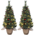 Huisuilinss Artificial Mini Christmas Tree,3FT Pre-Lit Christmas Tree,Tabletop Christmas Tree With Led Lights,Battery Powered Xmas Decoration For Fireplace Office Home Decor Indoor