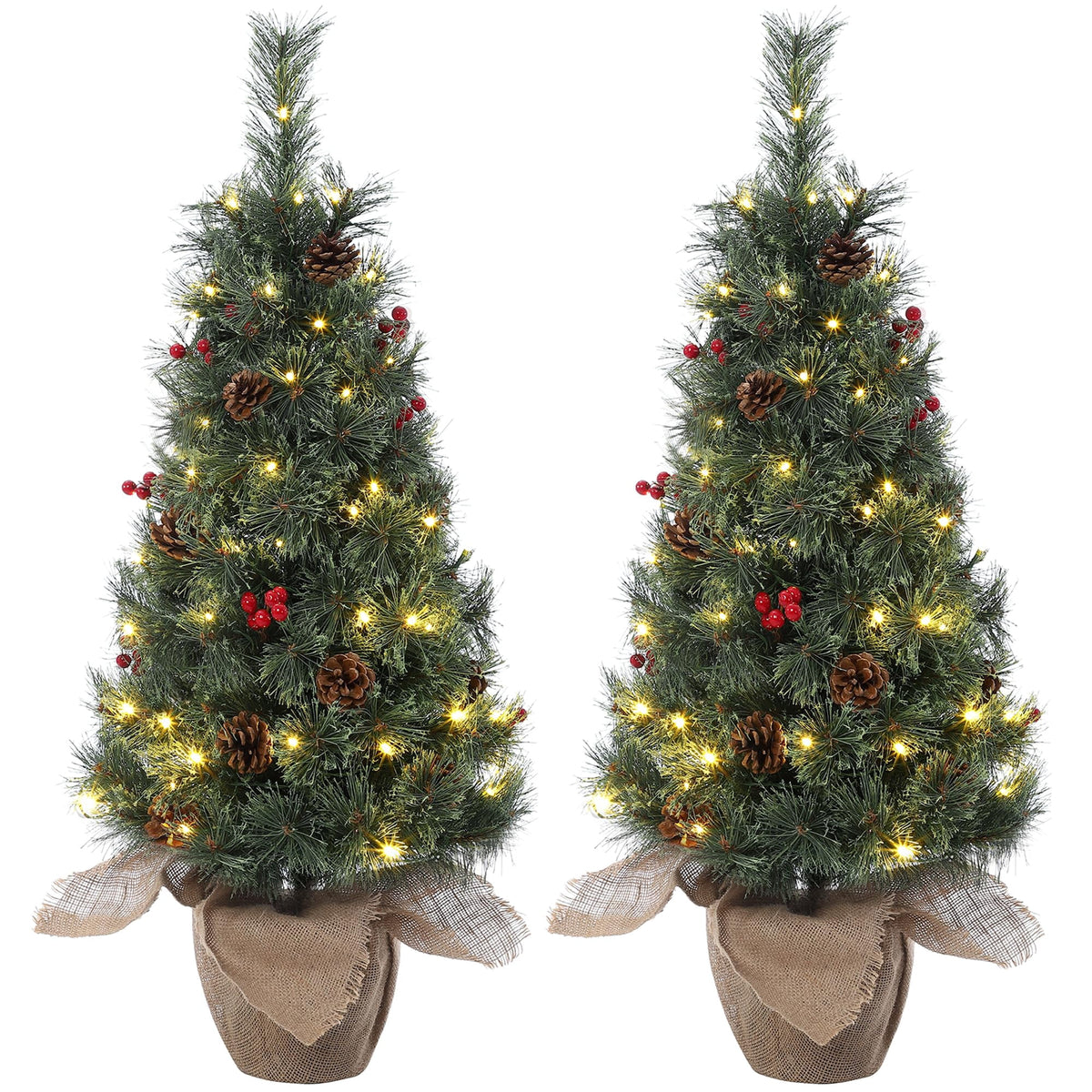 Huisuilinss Artificial Mini Christmas Tree,3FT Pre-Lit Christmas Tree,Tabletop Christmas Tree With Led Lights,Battery Powered Xmas Decoration For Fireplace Office Home Decor Indoor