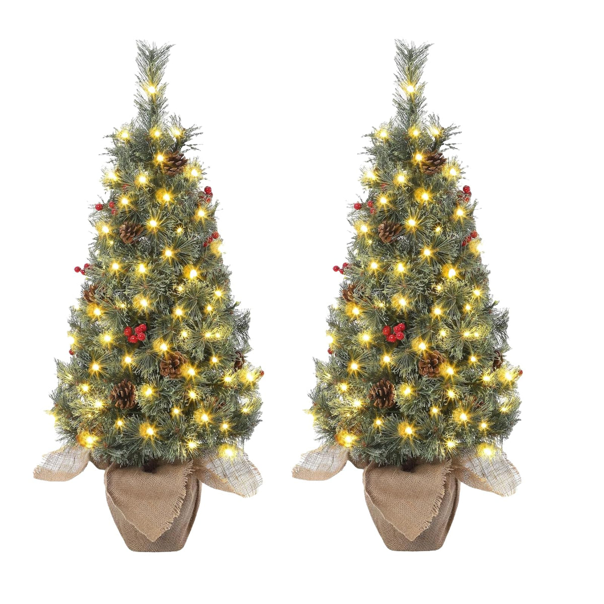 Huisuilinss Artificial Mini Christmas Tree,3FT Pre-Lit Christmas Tree,Tabletop Christmas Tree With Led Lights,Battery Powered Xmas Decoration For Fireplace Office Home Decor Indoor