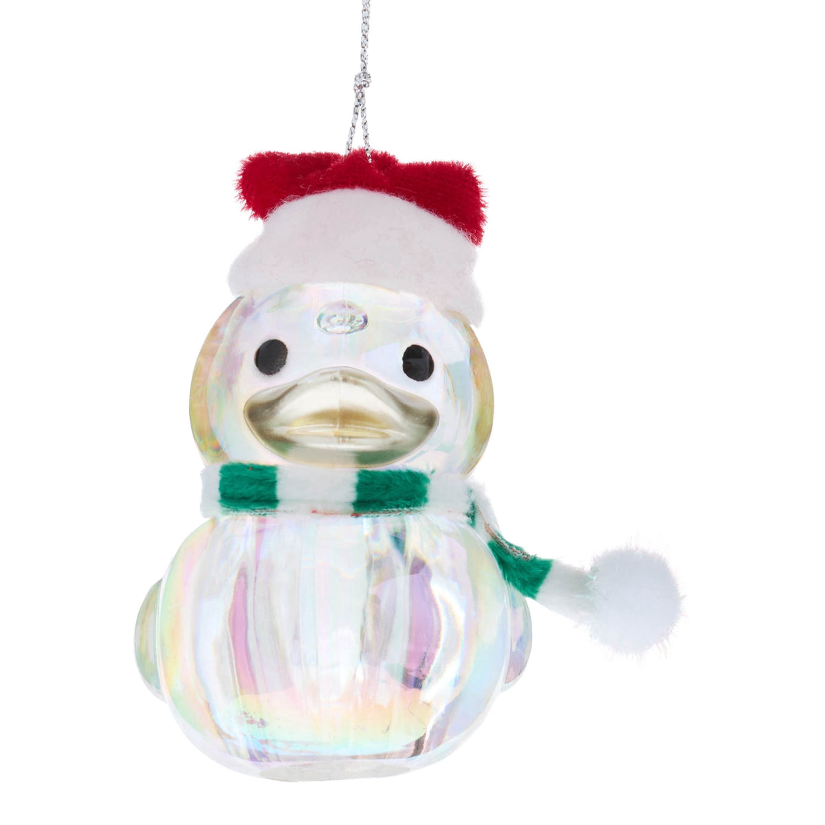 Iridescent Rubber Duckie with Santa Hat Christmas Ornament, 3", by Holiday Time