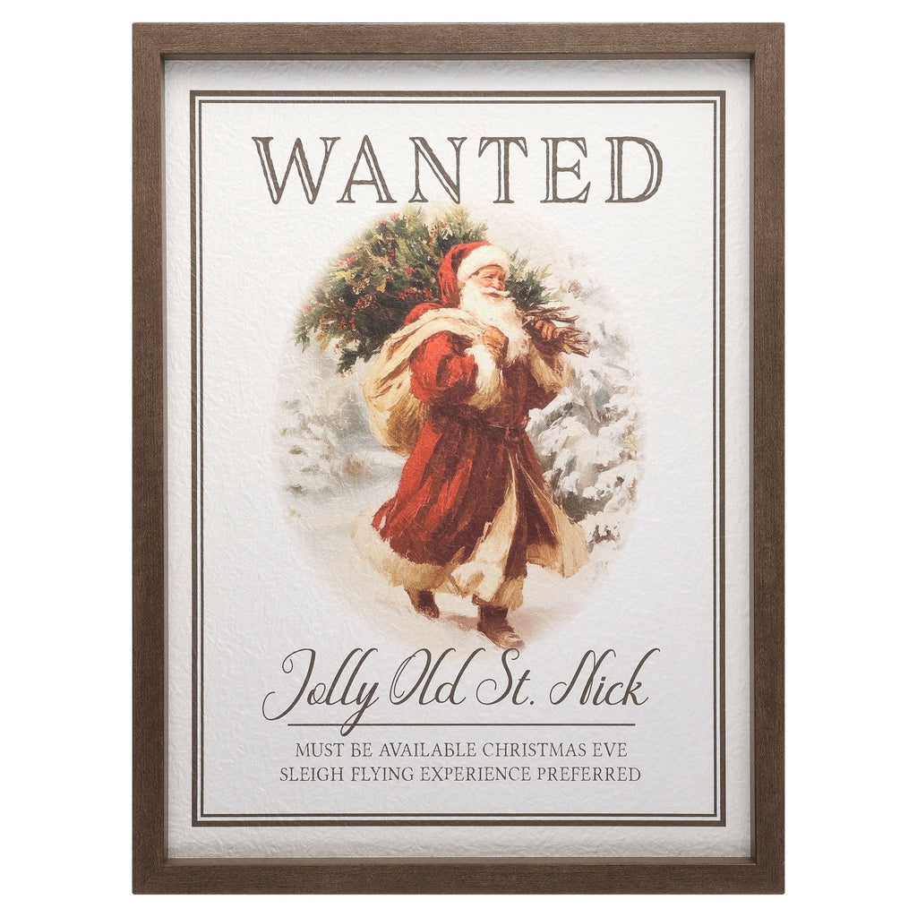Jolly Old Saint Nick Framed Christmas Wall Art, Multicolor, 12" x 16", by Holiday Time