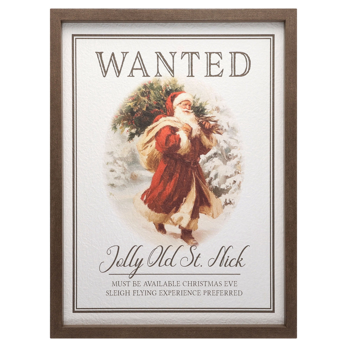 Jolly Old Saint Nick Framed Christmas Wall Art, Multicolor, 12" x 16", by Holiday Time