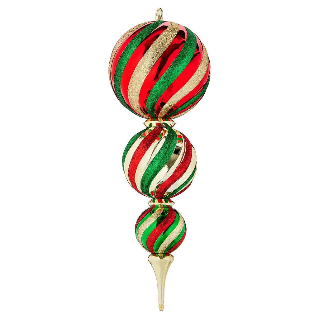 Red/Green/Gold Jumbo Finial Shatterproof Christmas Ornament, 23", by Holiday Time
