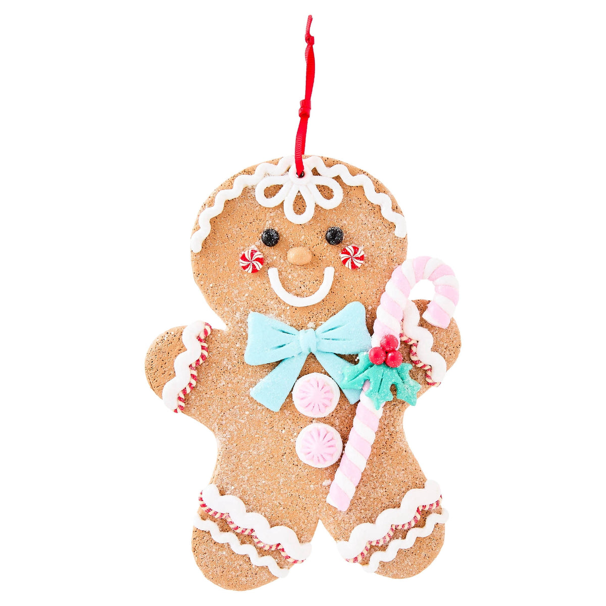 Multicolor Clay Dough Jumbo Gingerbread Boy Christmas Ornament, 7.5", by Holiday Time