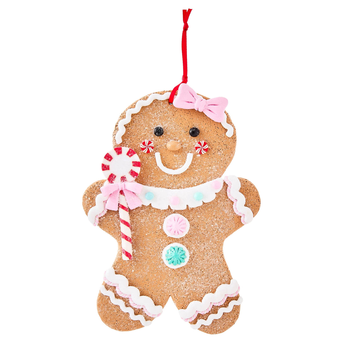 Multicolor Clay Dough Jumbo Gingerbread Girl Christmas Ornament, 7.8", by Holiday Time