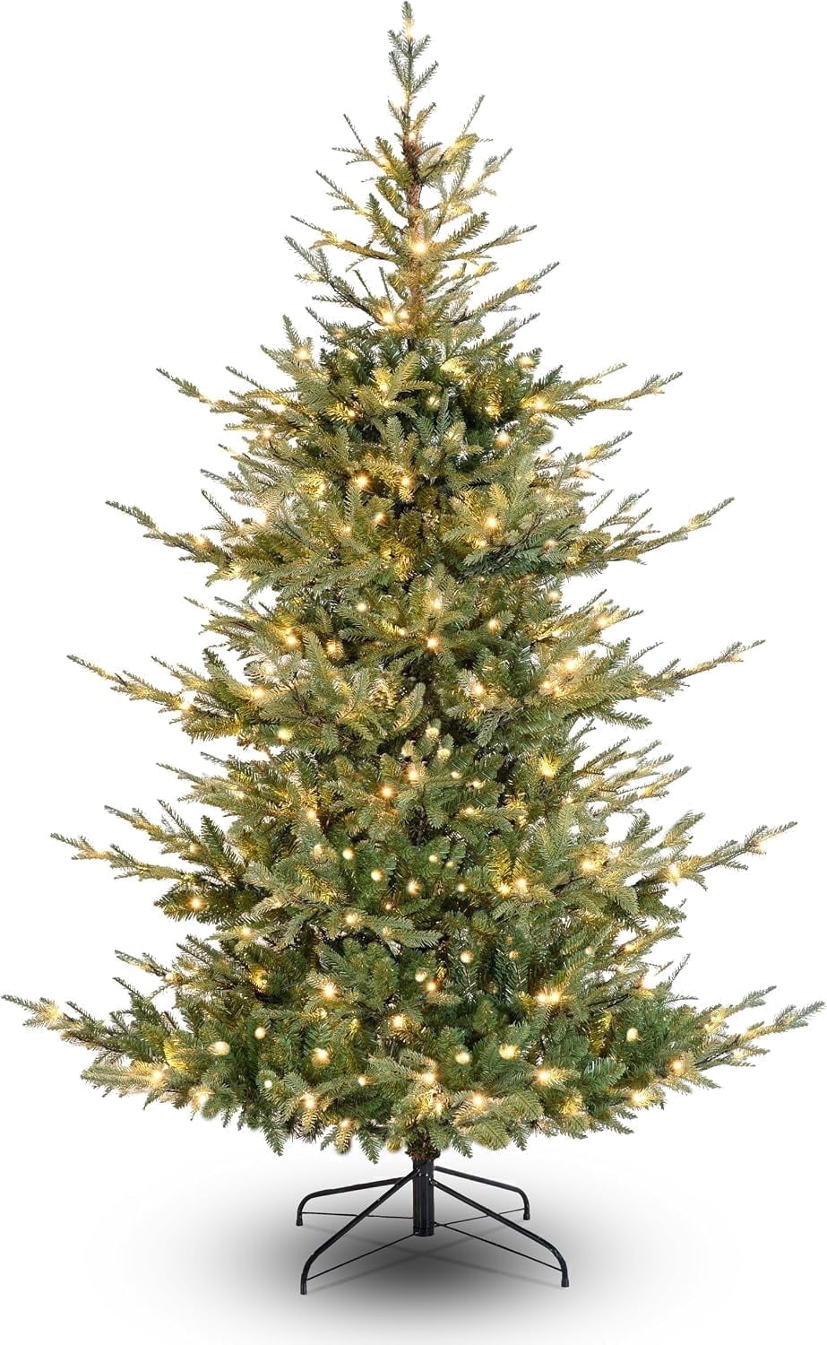 Jingle Joy Blue Ridge Premium Pine Christmas Tree LED Prelit 8 Light Functions, Full Coverage with Dense Branches, Metal Base (9 ft)