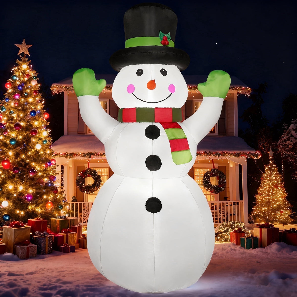 Joyfy 6 FT Christmas Inflatables Snowman Outdoor Decorations,Snowman Christmas Blow Ups Yard Christmas with Built-in LEDs for Holiday Party Garden Lawn Decor