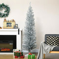 Kadyn Christmas Tree, Xmas Trees,6' Artificial Pencil Christmas Tree with 390 Realistic Branch Tips and Plastic Stand, Silver