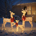 Ktaxon Christmas Outdoor Decor 4FT Lighted Reindeer Set 3Pcs Yard Deer Decorations LED Lights - Gold