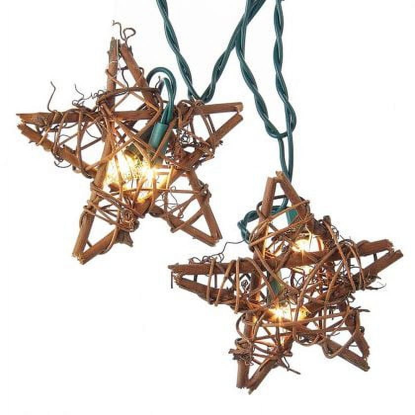 Kurt Adler 10-Light Rattan Natural Star Light Set