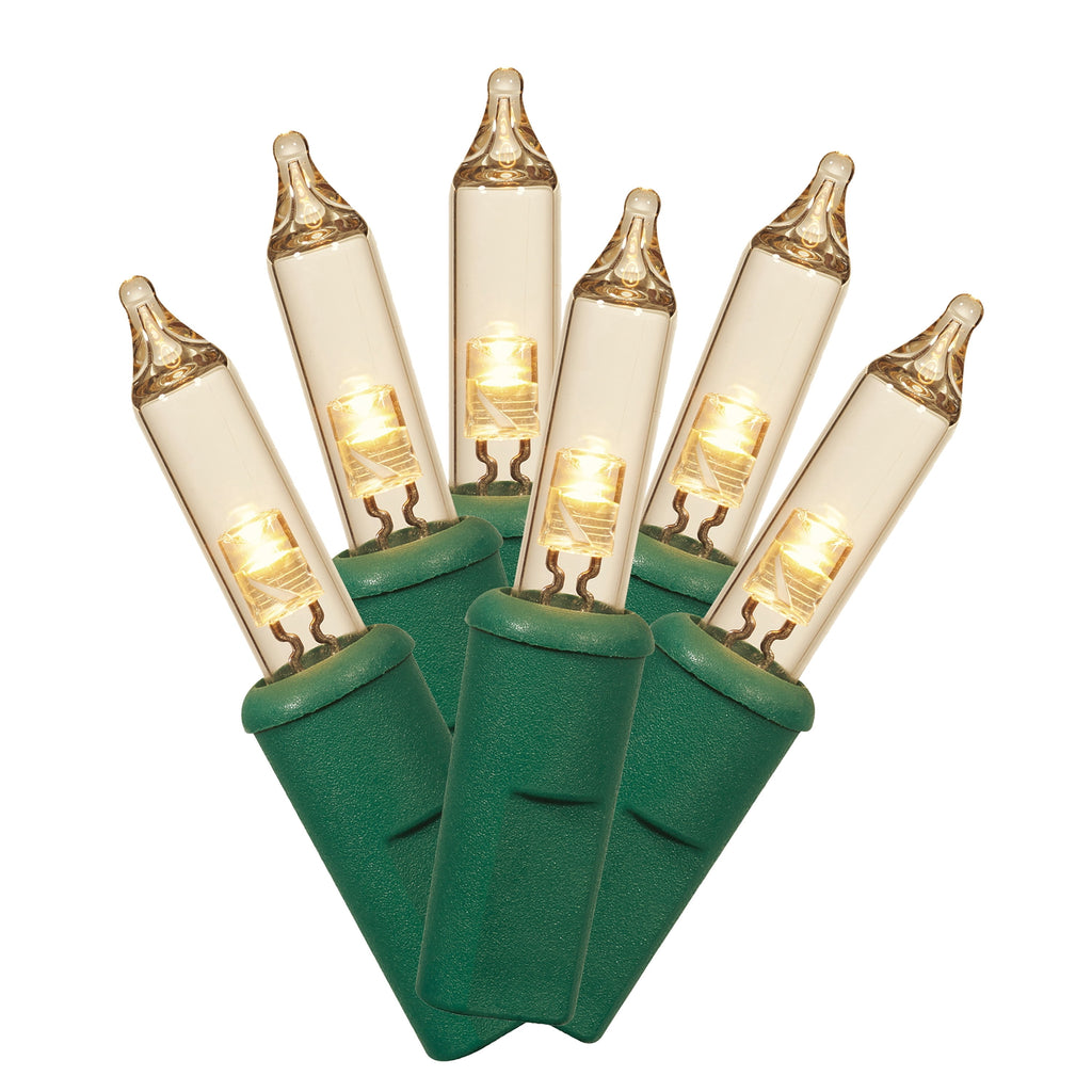 Indoor/Outdoor 100-Count LED Glass Mini Christmas String Lights, Warm White, Green Wire, 19.5', by Holiday Time