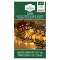 Indoor/Outdoor 200-Count LED 8-Function Micro Christmas Garland Lights, Warm White, Black Wire, 9', by Holiday Time