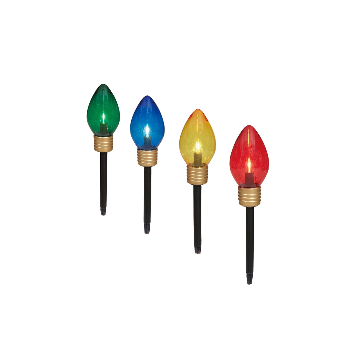 Indoor/Outdoor Jumbo LED C9-Style Christmas Bulb Pathway Lights, Multicolor, Set of 4, by Holiday Time