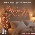48LED/3.94FT Cherry Blossom Vine Lights with Remote Control, 8 Lighting Modes for Bedroom Wall and Indoor Decor