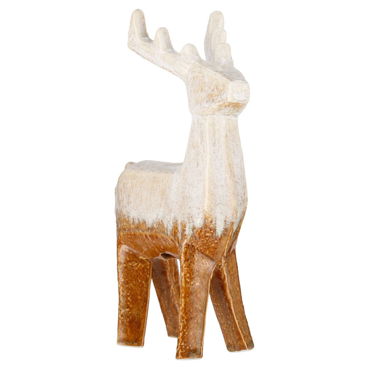 Large Ceramic Standing Deer Christmas Decoration, Cream and Brown, 9", by Holiday Time