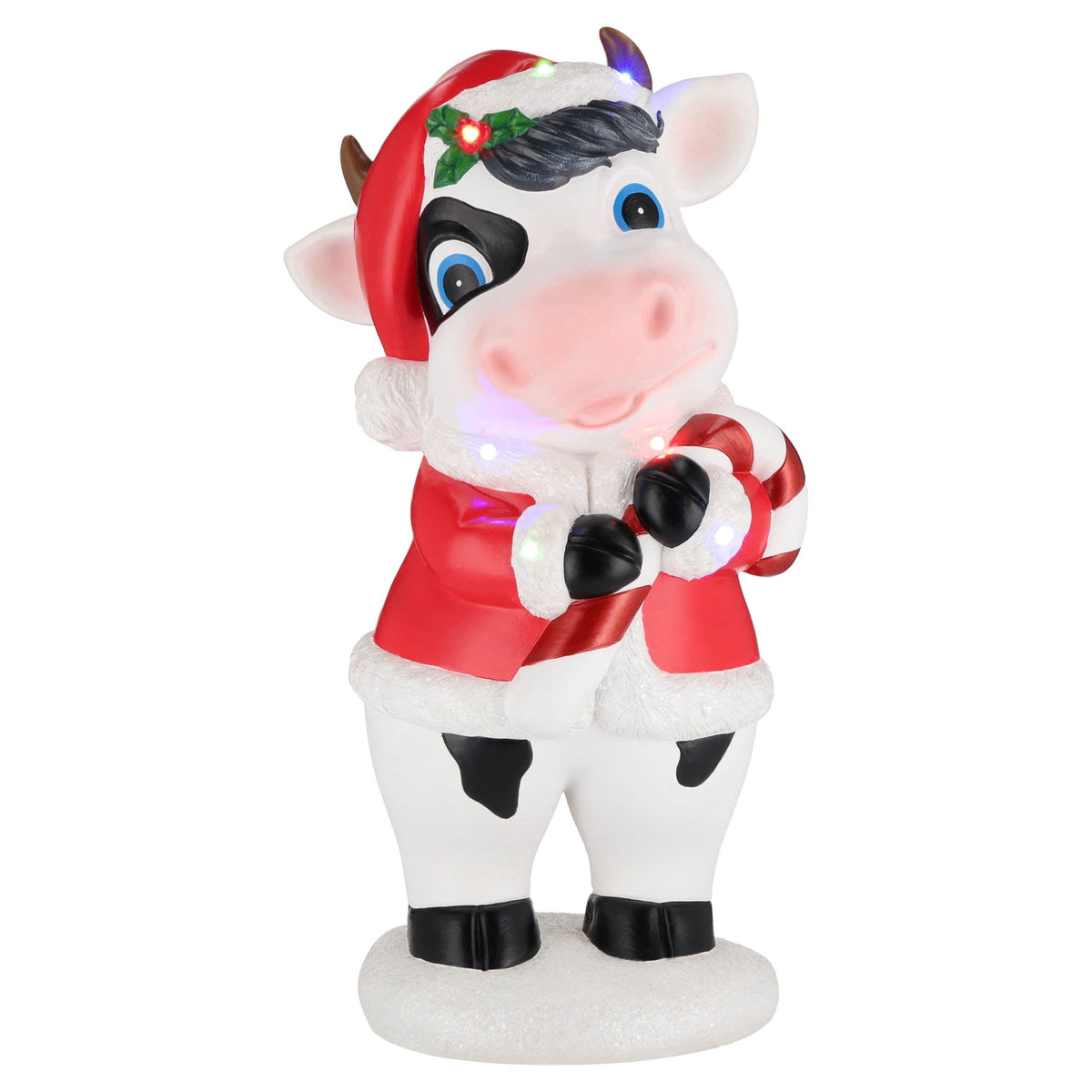 Lighted Blow Mold Cow Indoor/Outdoor Christmas Decoration, Red/White/Black, 24", by Holiday Time