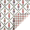 LaRibbons 30" x 33' Holiday Reversible Wrapping Paper Jumbo Roll, Norfolk Pine Nutcracker / Plaid
