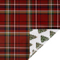 LaRibbons 30" x 33' Christmas Wrapping Paper Jumbo Roll, Traditional Tartan Plaid and Decorated Trees