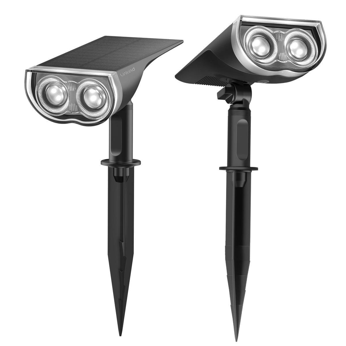 Linkind Solar Lights Outdoor, LED Solar Landscape Spotlights, IP67 Waterproof Outdoor Lighting for Yard, Garden, Pathway, Patio, 2 Pack (Daylight)