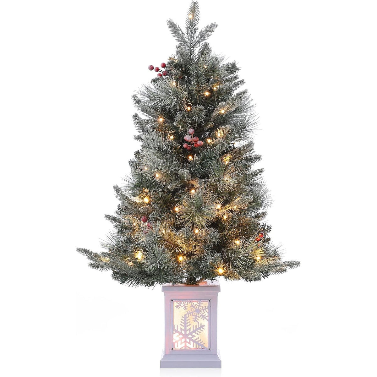 M optimized 3 Ft Prelit Christmas Tree with 8 Modes 78 Warm Lights, Artificial Christmas Trees Snow Flocked Small Christmas Tree, Xmas Tree Battery Operated Timer Function