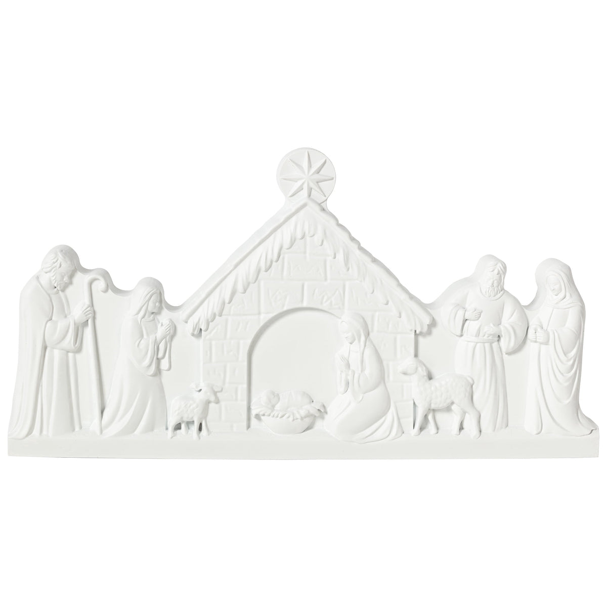 Nativity Scene Christmas Decoration, White, 12" x 6.5", by Holiday Time