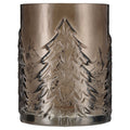Medium Brown Glass Tree Pattern Christmas Pillar Candle Holder, 6.3", by Holiday Time