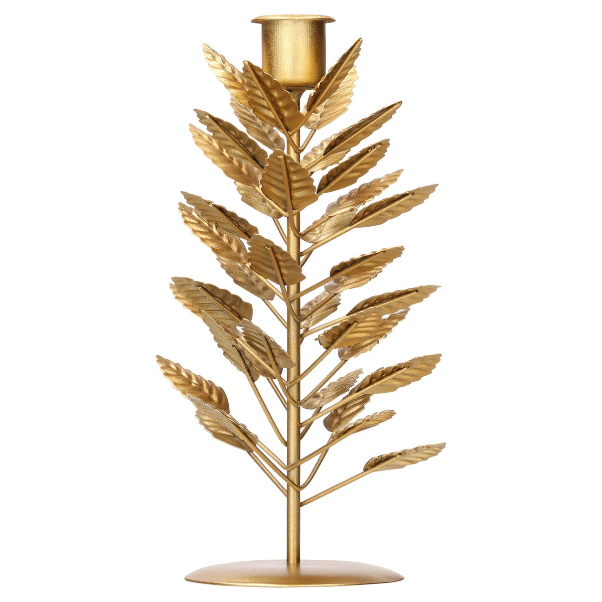 Medium Gold Leaf Metal Christmas Taper Candle Holder, 8", by Holiday Time