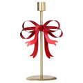 Medium Gold and Red Bow Metal Christmas Taper Candle Holder, 9.5", by Holiday Time