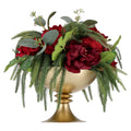 Evergreen and Floral Christmas Arrangement in Metal Pot, Multicolor, 14", by Holiday Time