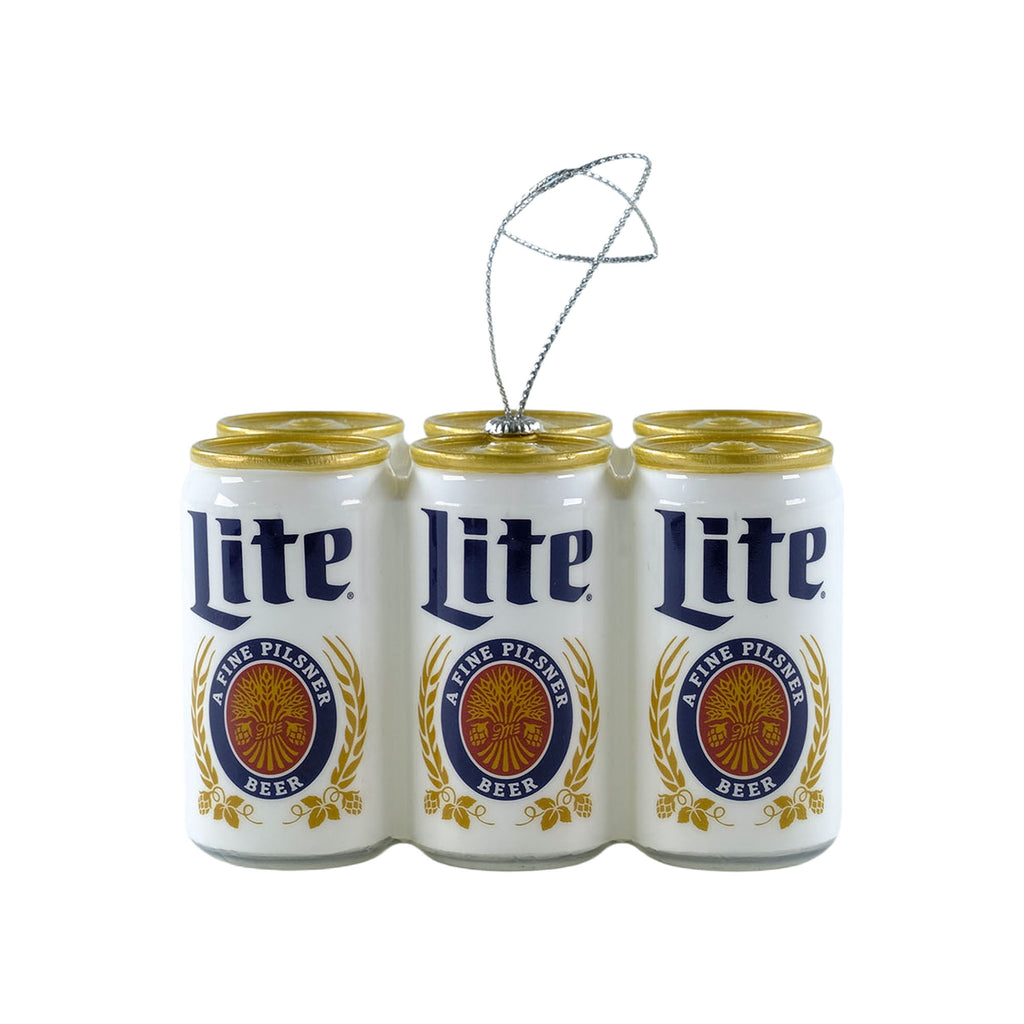 Miller Lite 6‑Pack Can Christmas Ornament – Hanging Metal Decoration
