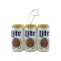 Miller Lite 6‑Pack Can Christmas Ornament – Hanging Metal Decoration