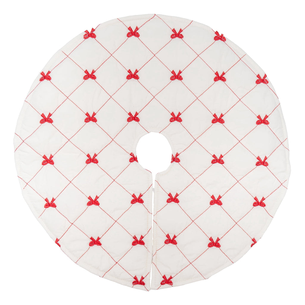 Bows Mini Christmas Tree Skirt, Red and White, 18", by Holiday Time