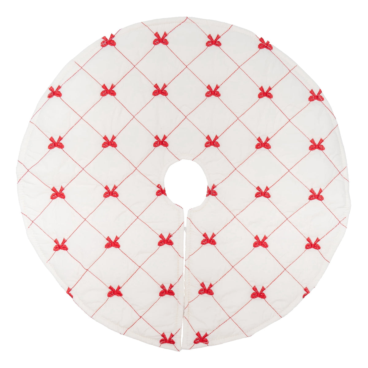 Bows Mini Christmas Tree Skirt, Red and White, 18", by Holiday Time