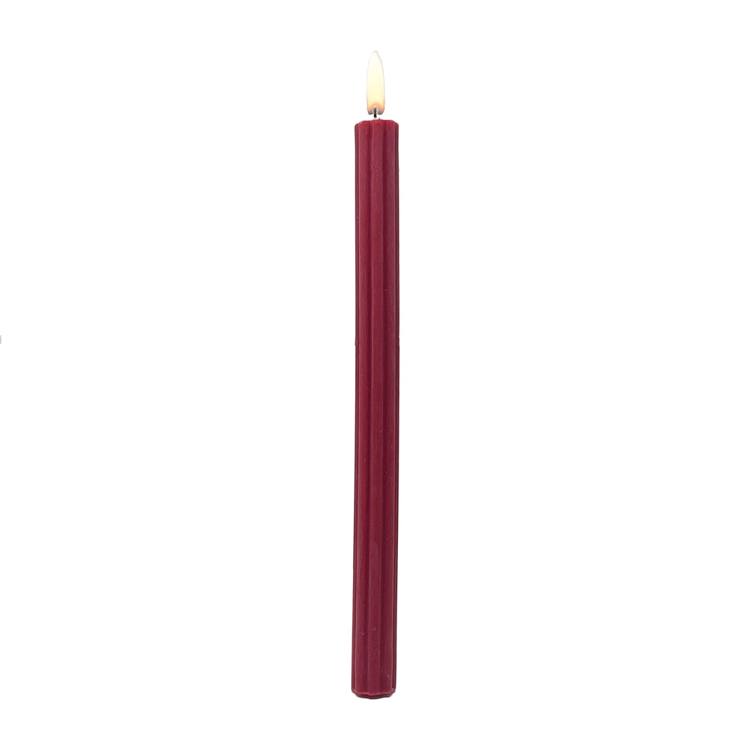 Mainstays Paraffin Wax 10 in Ribbed Taper Candle, Unscented, Red