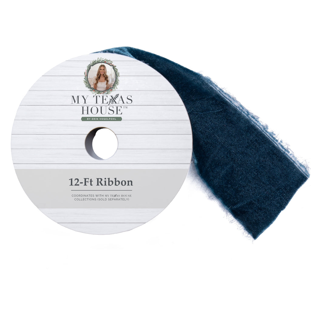 My Texas House Blue Velvet Christmas Ribbon, 2.5" x 12'