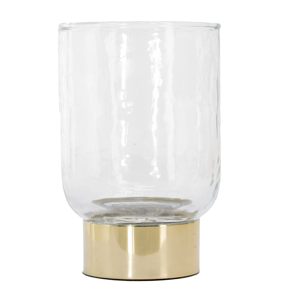My Texas House Clear and Gold Glass Christmas Votive Candle Holder, 6"