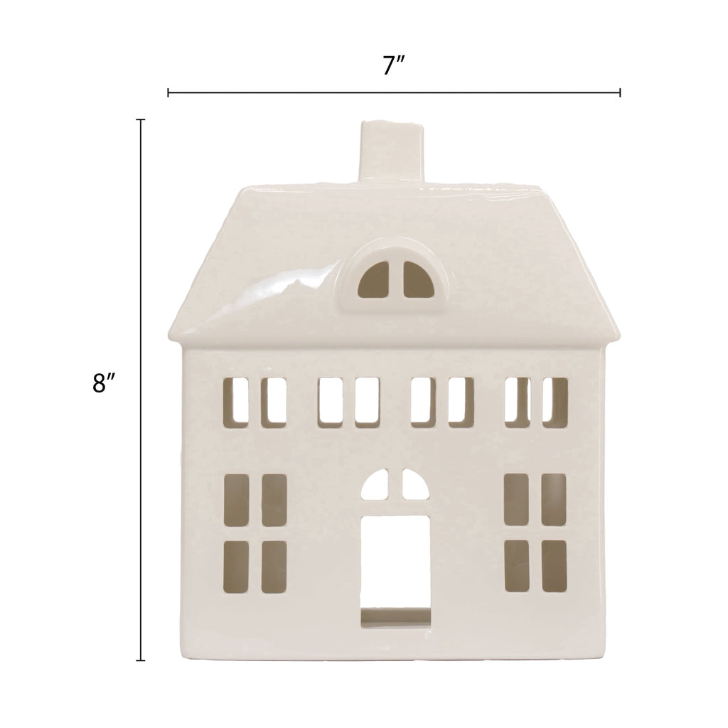 My Texas House Ceramic House Christmas Decoration, White, 8"