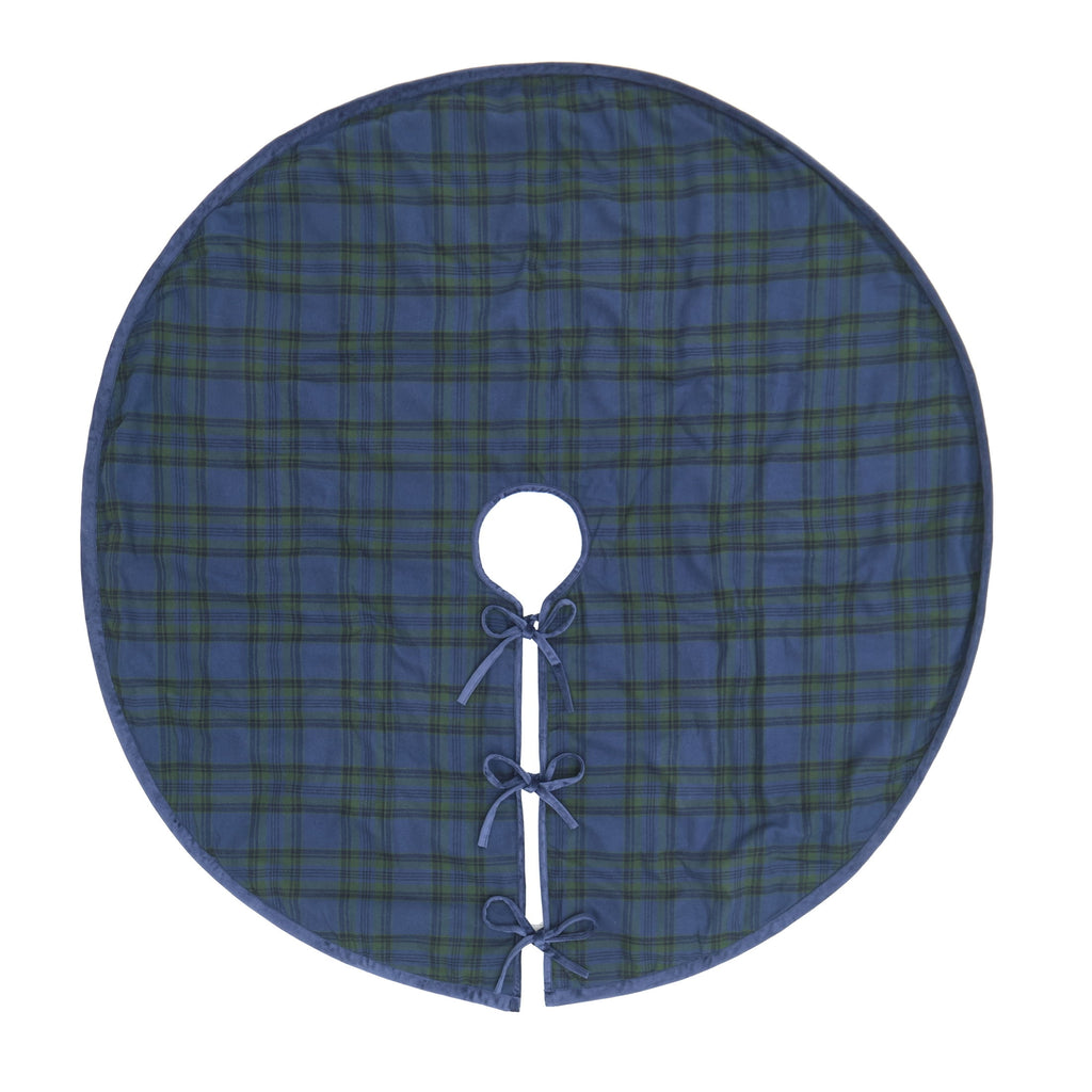 My Texas House Angie Plaid Christmas Tree Skirt, Blue, 52"