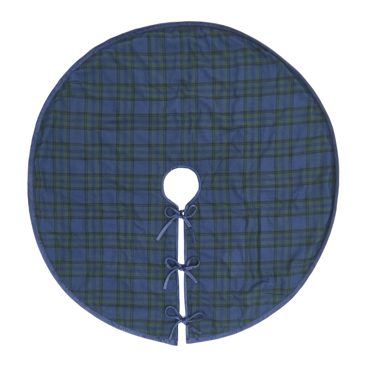 My Texas House Angie Plaid Christmas Tree Skirt, Blue, 52"