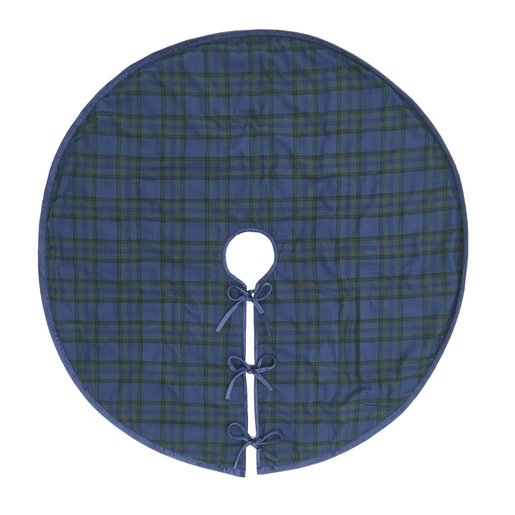 My Texas House Angie Plaid Christmas Tree Skirt, Blue, 60"