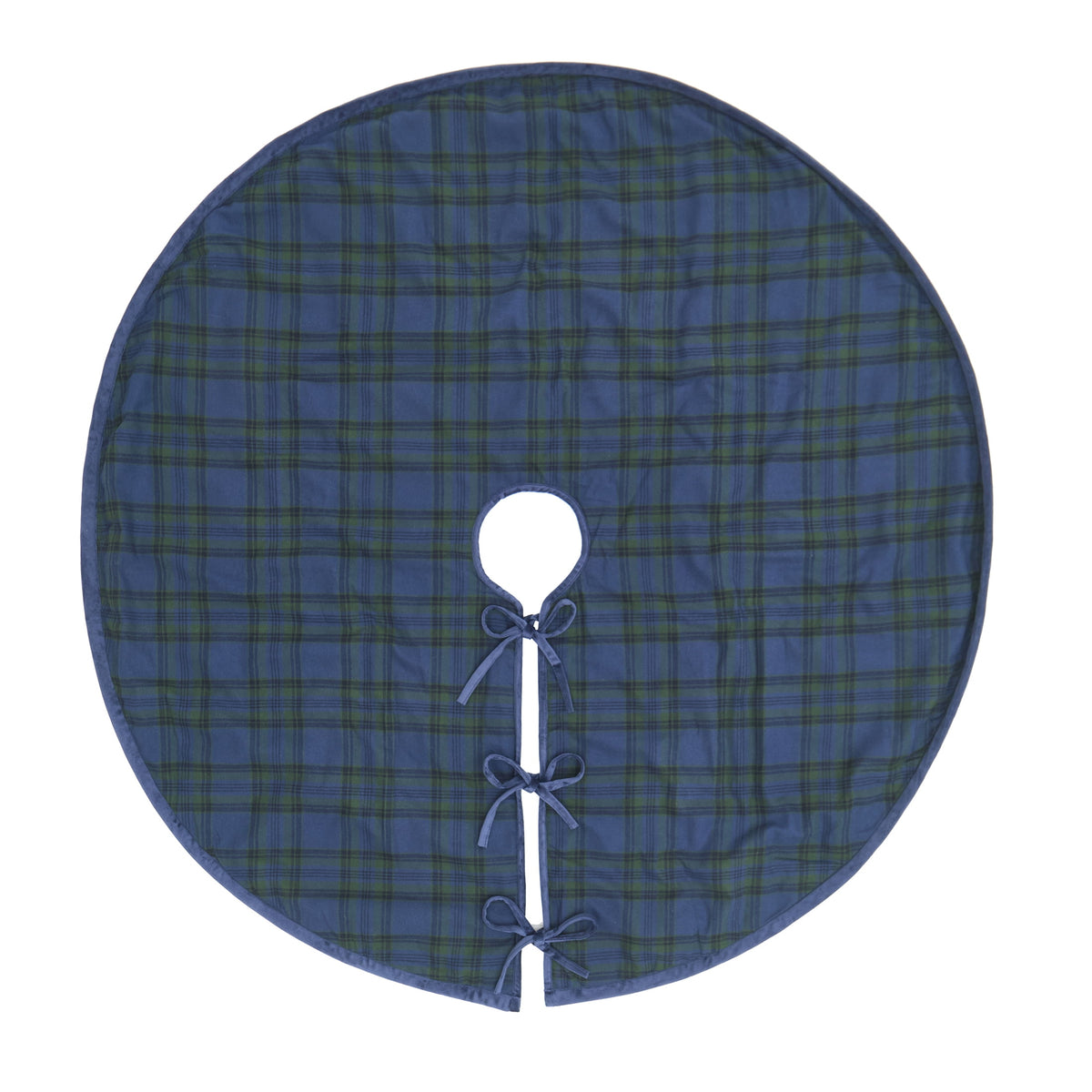 My Texas House Angie Plaid Christmas Tree Skirt, Blue, 60"