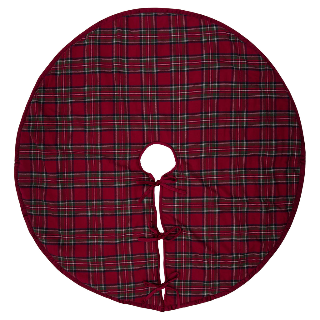My Texas House Angie Plaid Christmas Tree Skirt, Red, 52"